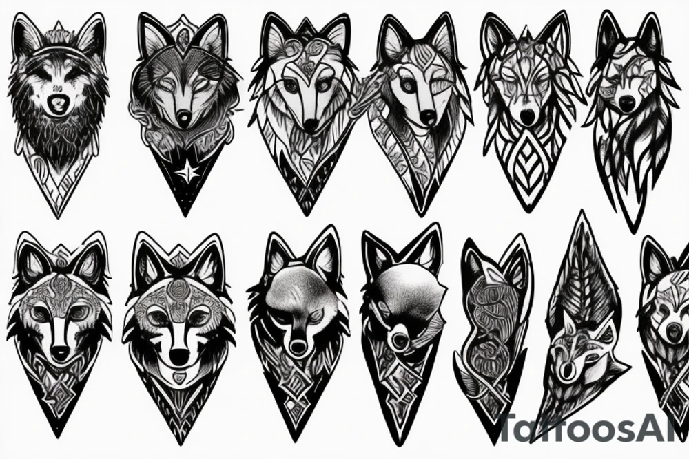 wolf and stars tattoo idea
