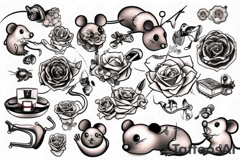 cute Mouse mechanism tattoo idea
