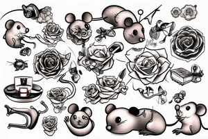 cute Mouse mechanism tattoo idea