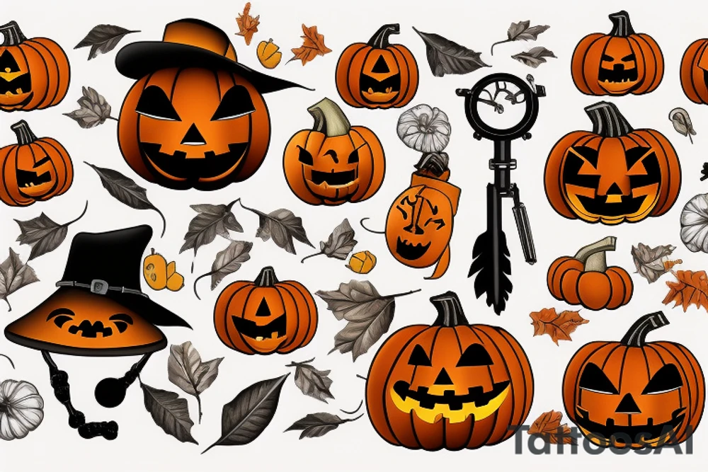 cute pumpkin mechanism tattoo idea