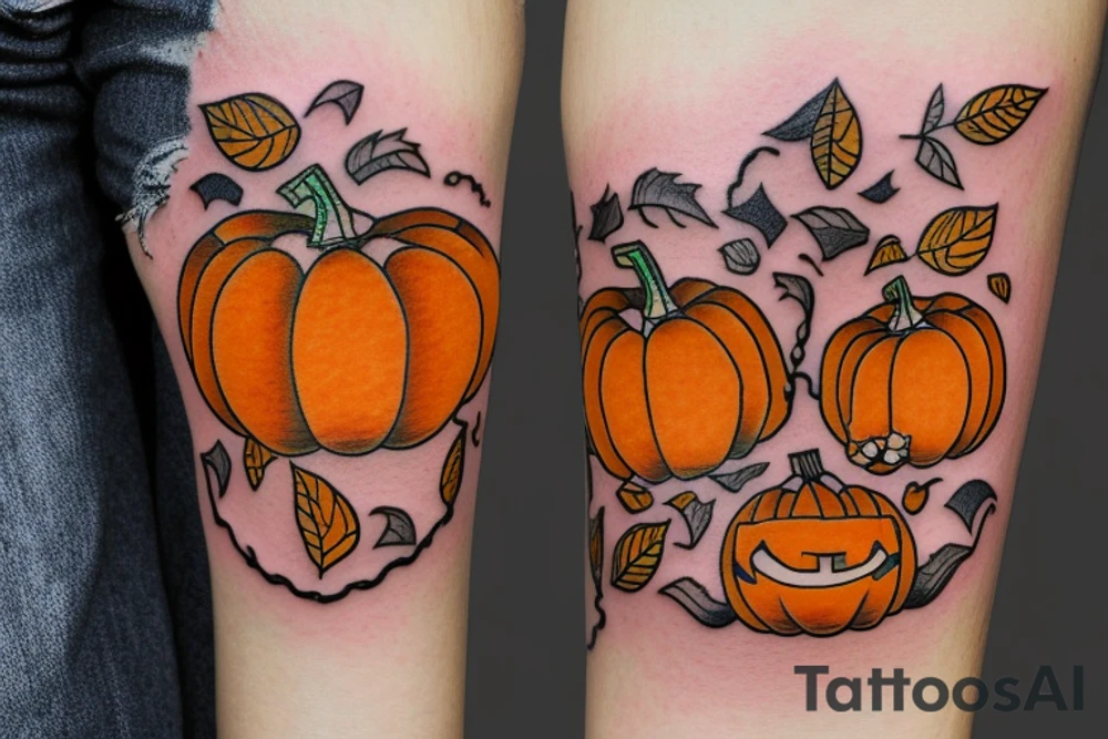 cute pumpkin mechanism tattoo idea