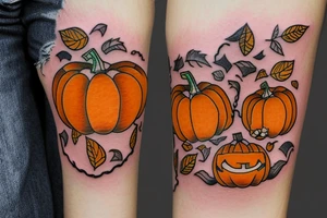 cute pumpkin mechanism tattoo idea