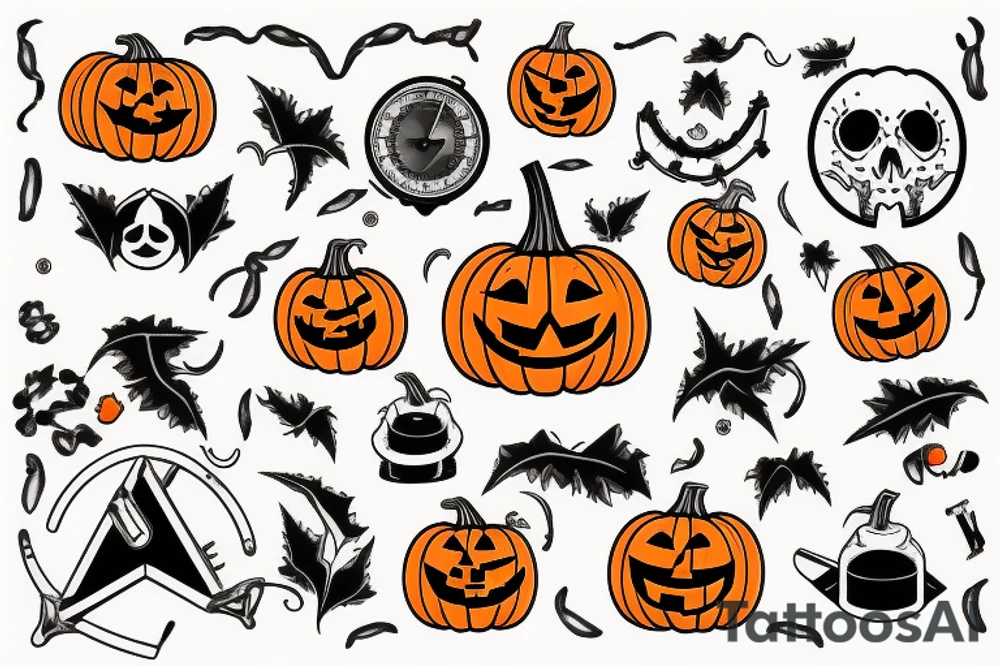cute pumpkin mechanism tattoo idea