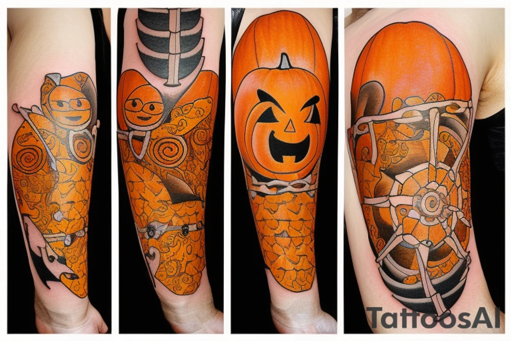 cute pumpkin mechanism tattoo idea