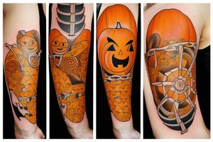 cute pumpkin mechanism tattoo idea