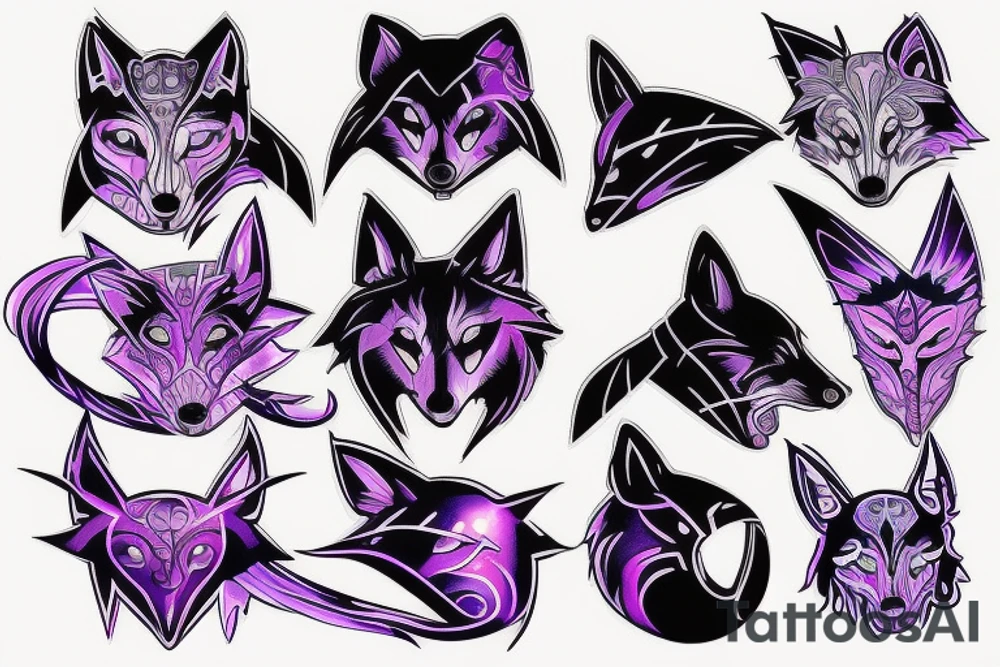 cyber galaxy wolf tattoo idea
