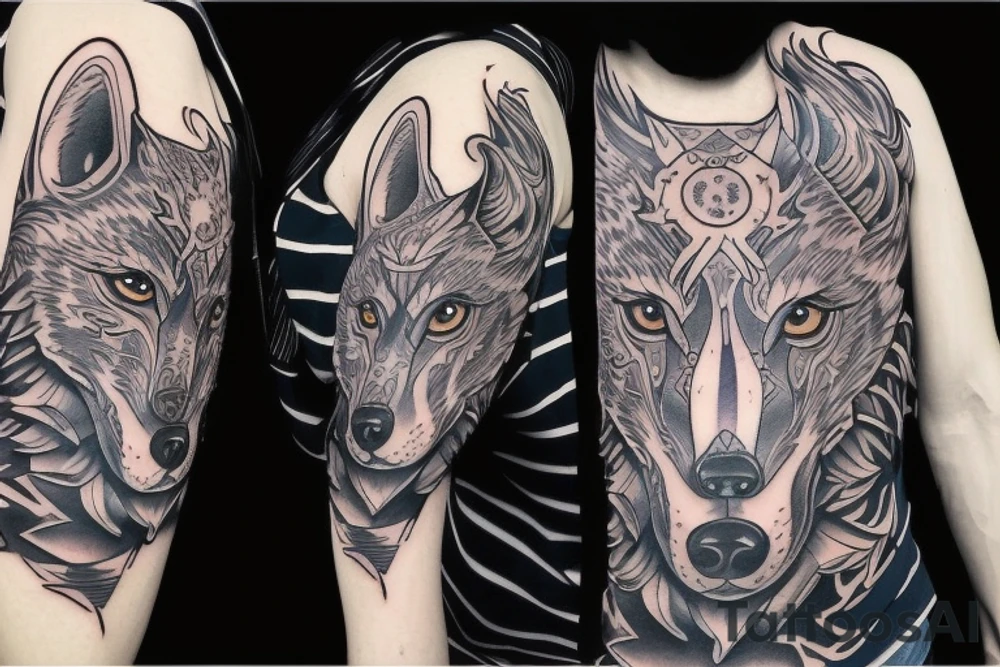 cyber galaxy wolf tattoo idea
