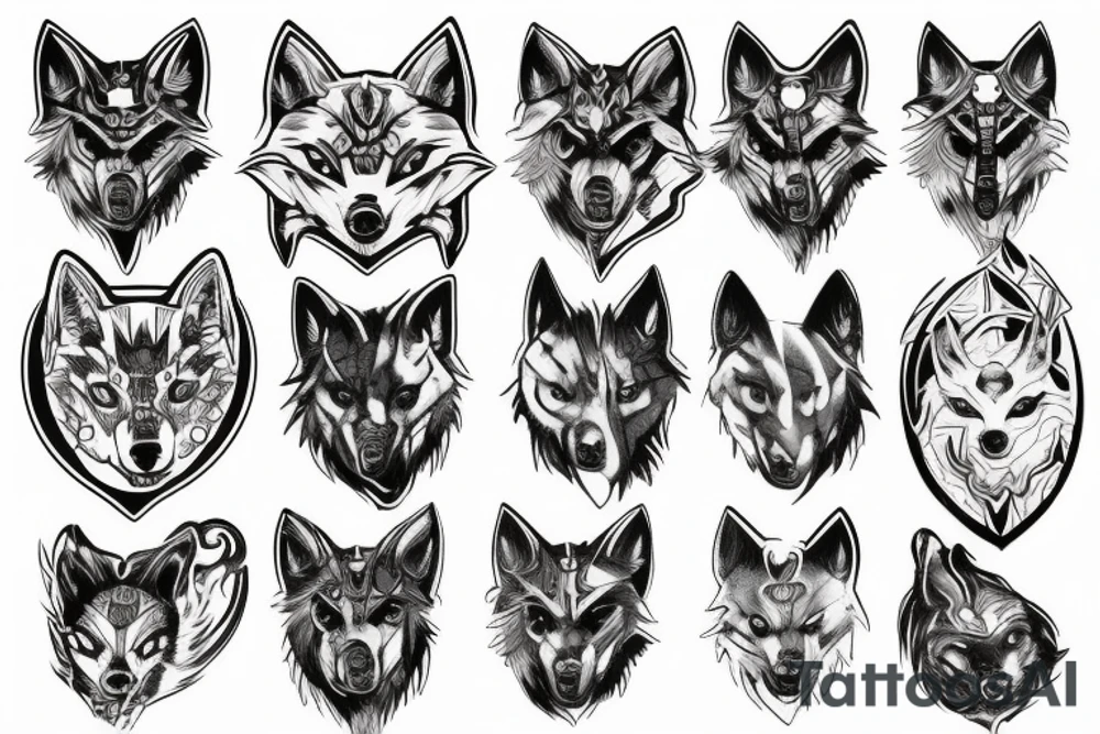 cyber galaxy wolf tattoo idea