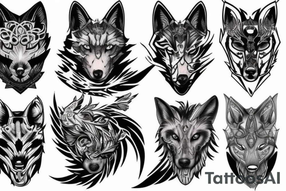 cyber galaxy wolf tattoo idea