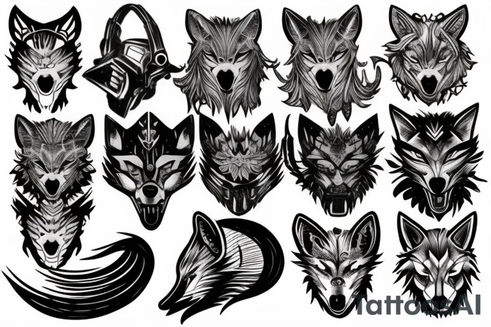 cyber galaxy wolf tattoo idea