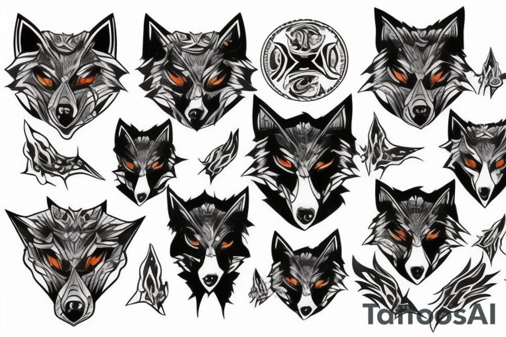 cyber galaxy wolf tattoo idea