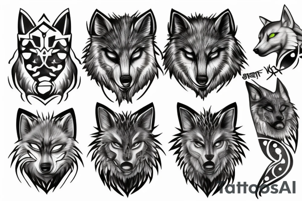 cyber galaxy wolf tattoo idea