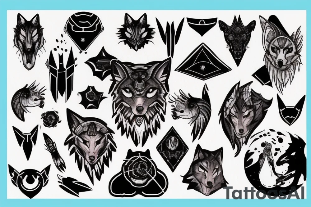 cyber galaxy wolf tattoo idea