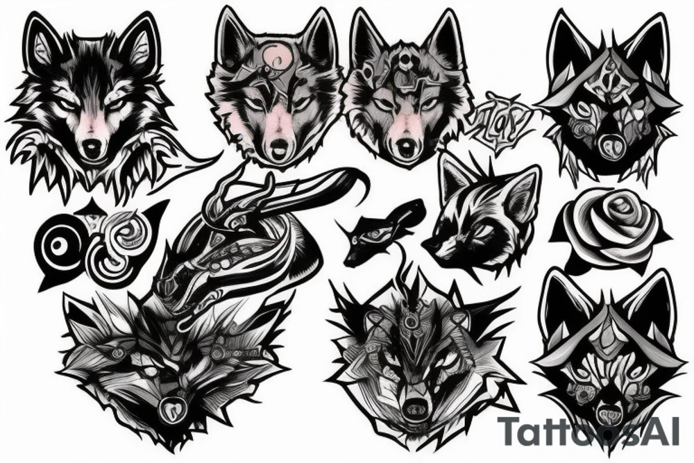 cyber galaxy wolf tattoo idea