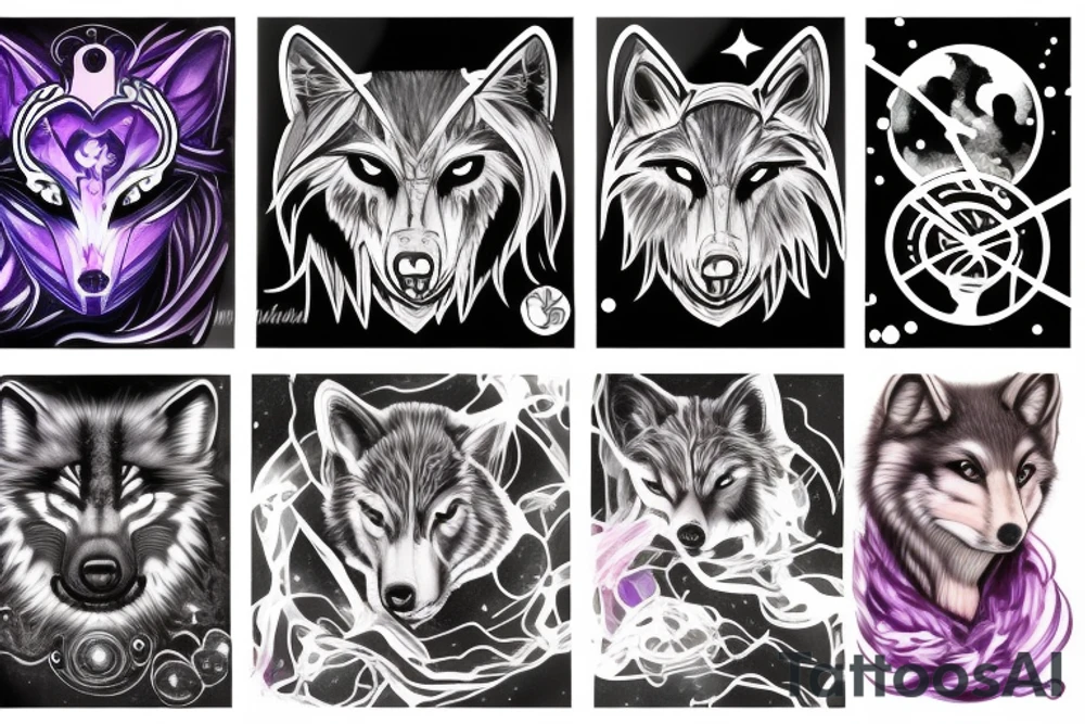 cyber galaxy wolf tattoo idea