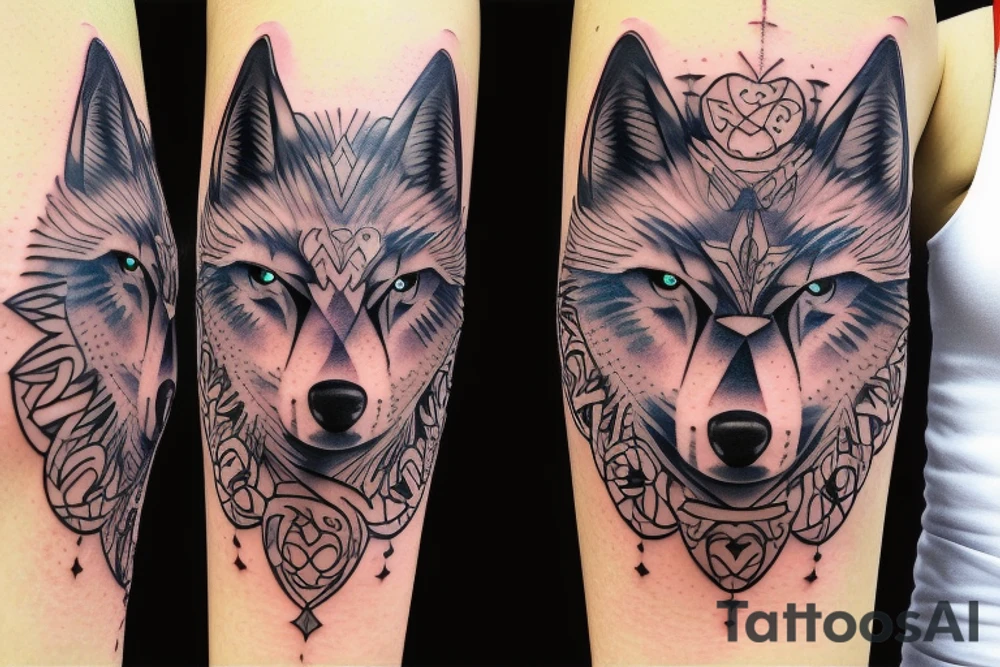 cyber galaxy wolf tattoo idea