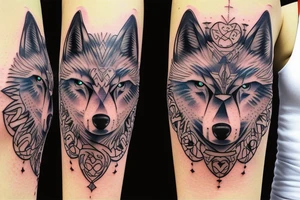 cyber galaxy wolf tattoo idea