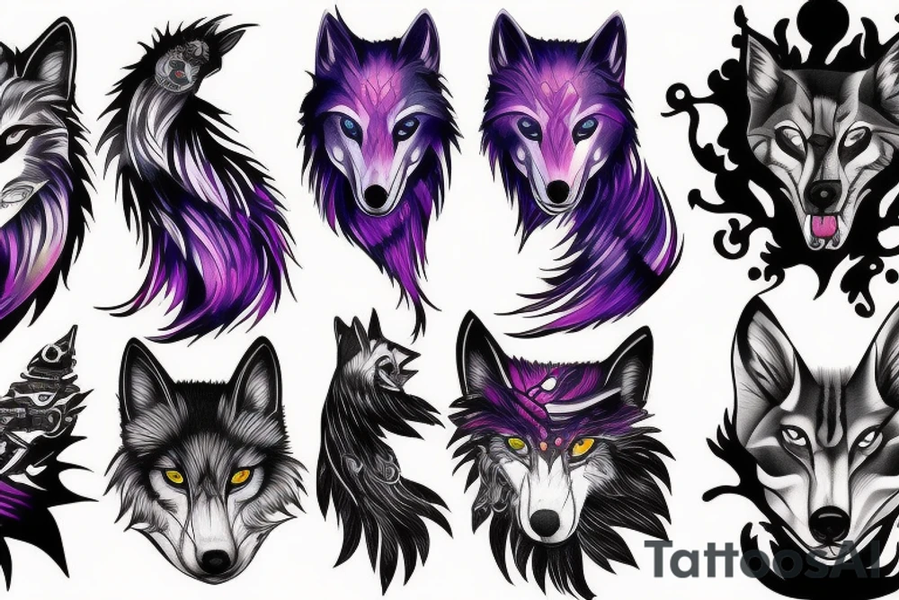 cyber galaxy wolf tattoo idea