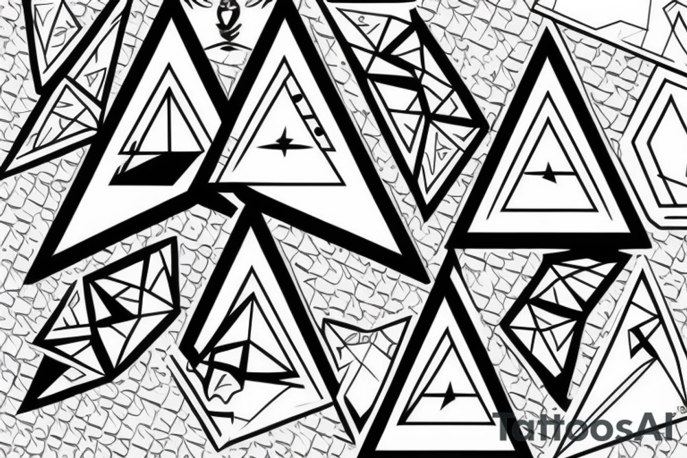 Triangle with gemini sign in top and libra in the bottoms tattoo idea