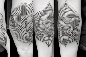 chain of planets adorned with geometric patterns and lines tattoo idea