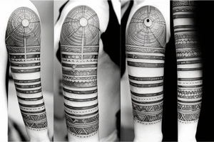chain of planets adorned with geometric patterns and lines tattoo idea