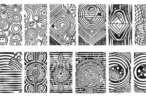 chain of planets adorned with geometric patterns and lines tattoo idea