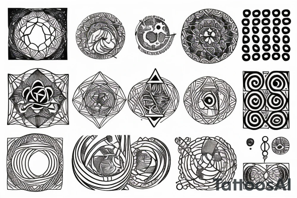 chain of planets adorned with geometric patterns tattoo idea
