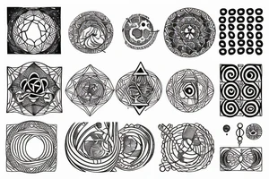 chain of planets adorned with geometric patterns tattoo idea