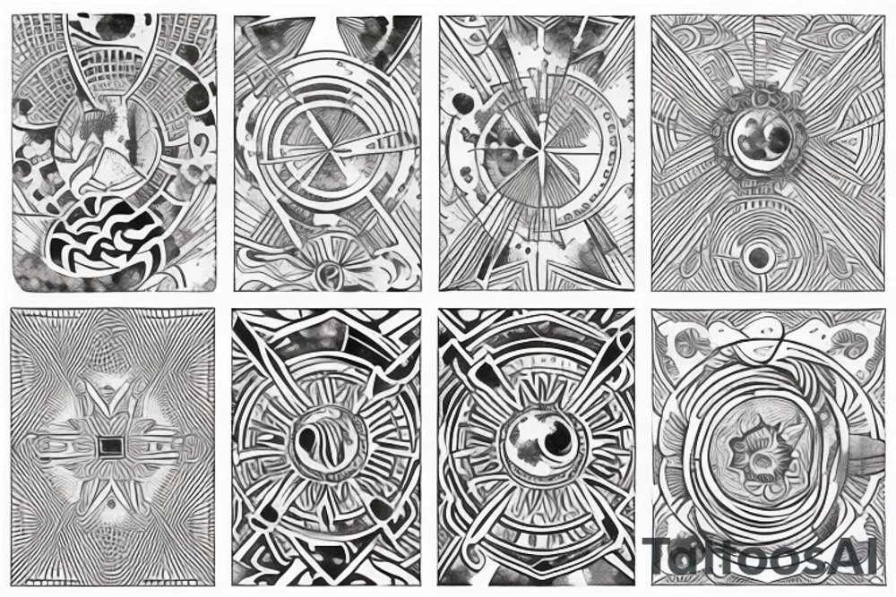 chain of planets adorned with geometric patterns tattoo idea