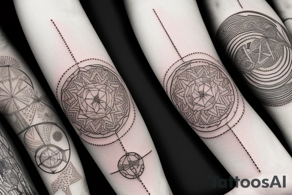 chain of planets adorned with geometric patterns tattoo idea