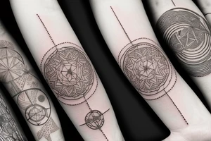 chain of planets adorned with geometric patterns tattoo idea