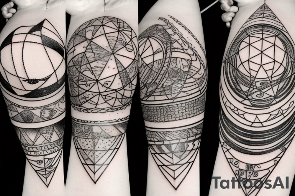 chain of planets adorned with geometric patterns tattoo idea