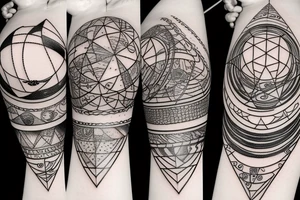 chain of planets adorned with geometric patterns tattoo idea