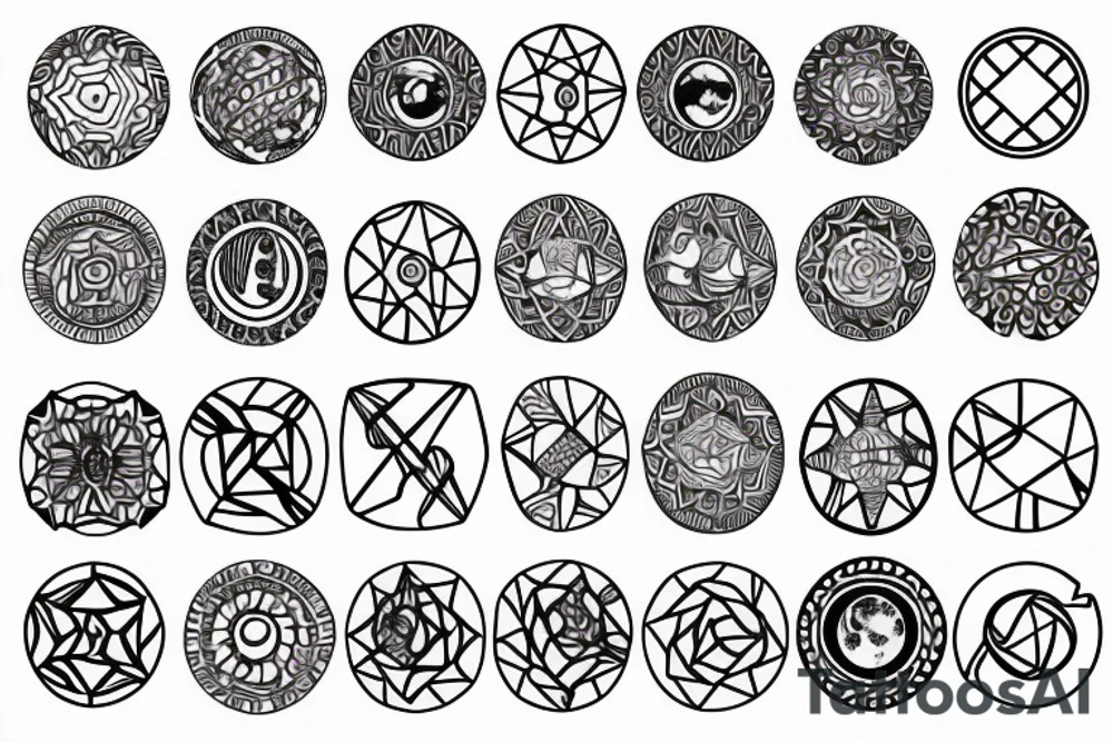 chain of planets adorned with geometric patterns tattoo idea