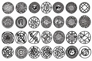 chain of planets adorned with geometric patterns tattoo idea