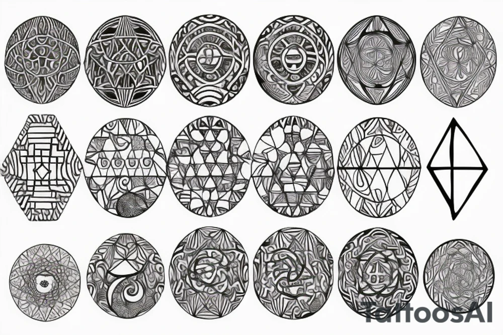 chain of planets adorned with geometric patterns tattoo idea