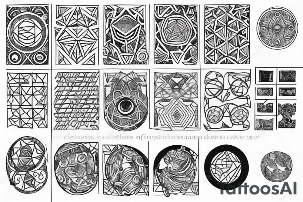 chain of planets adorned with geometric patterns tattoo idea