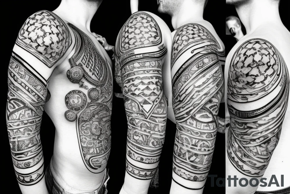 chain of planets adorned with geometric patterns tattoo idea
