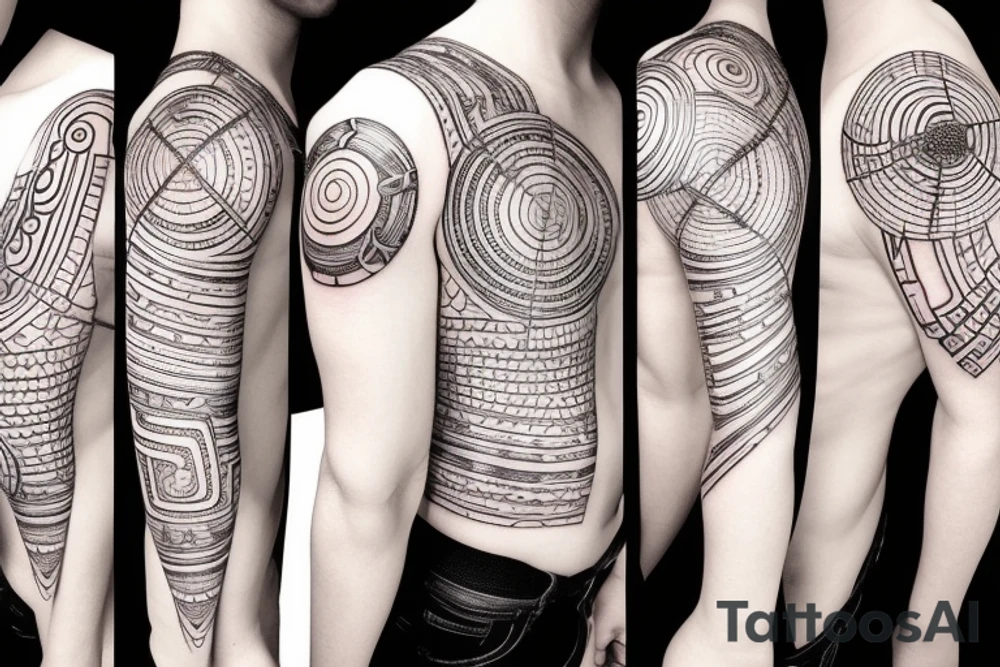 chain of planets adorned with geometric patterns tattoo idea