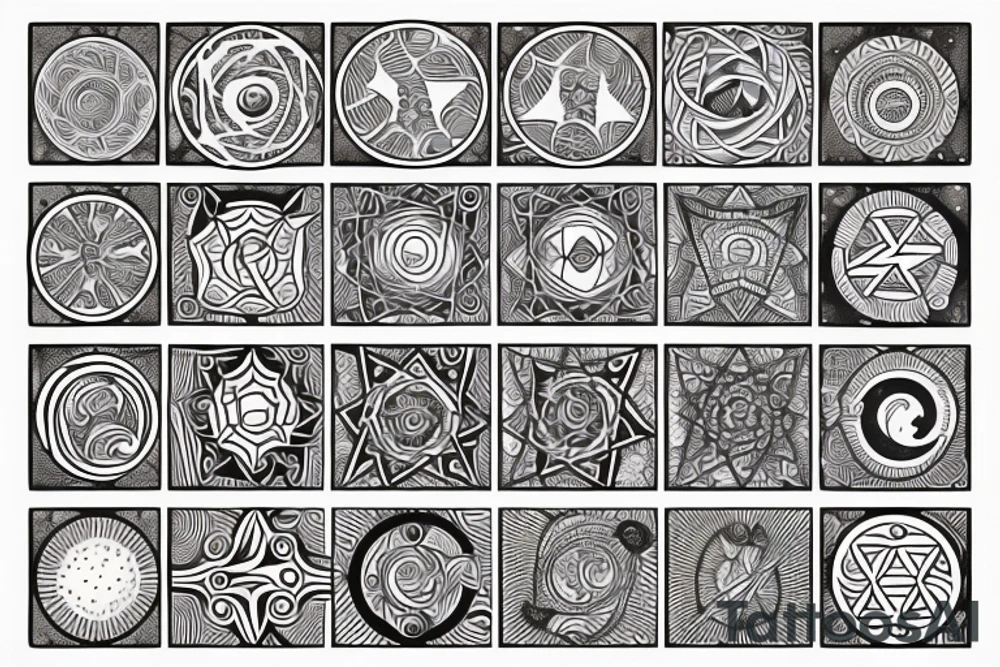 chain of planets adorned with geometric patterns tattoo idea