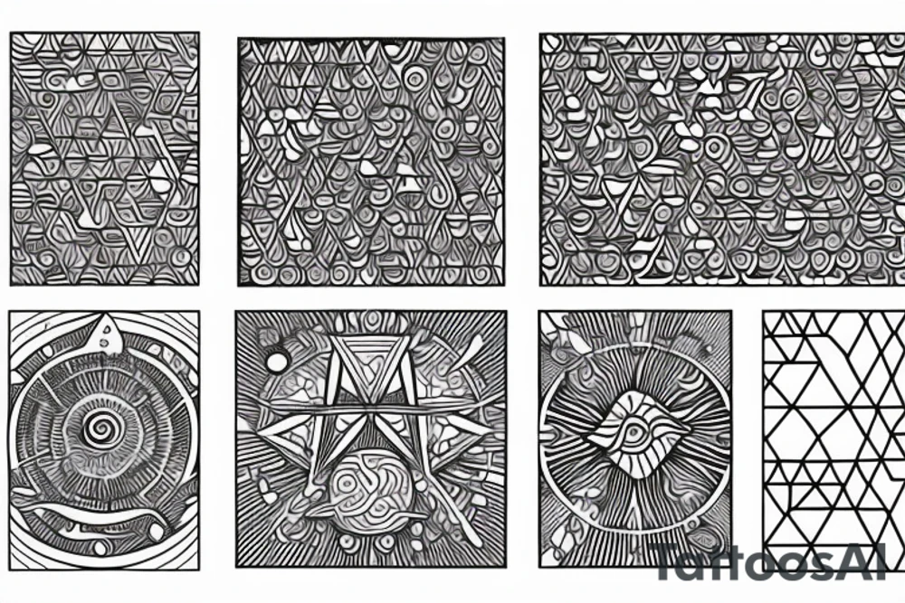 chain of planets adorned with geometric patterns tattoo idea