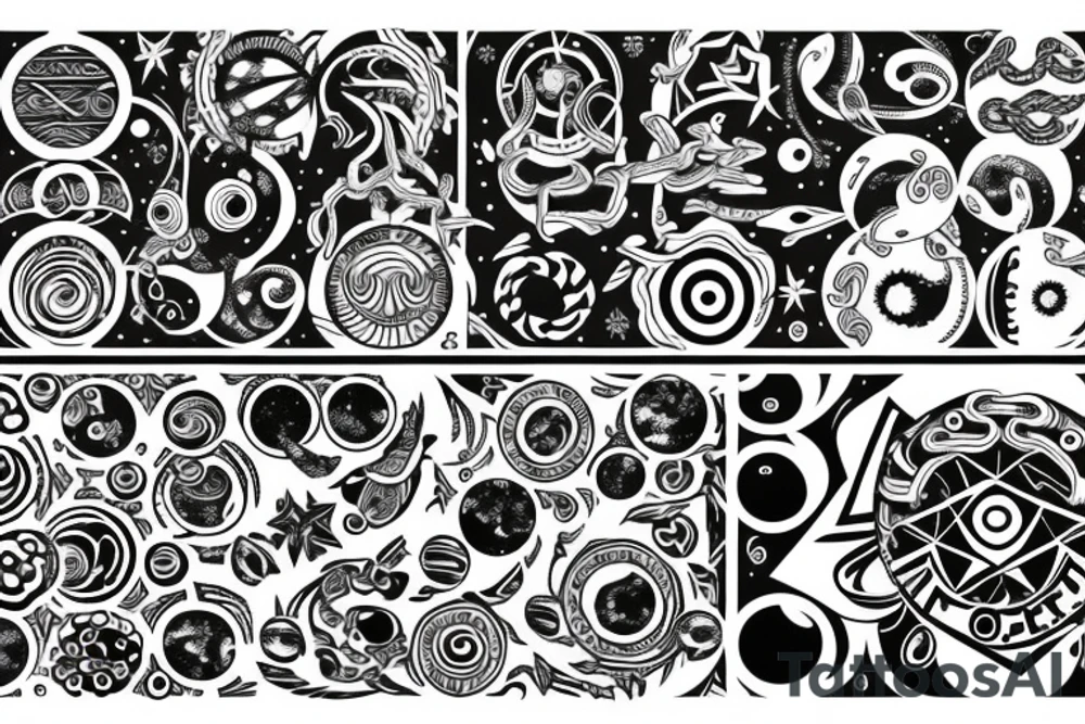 chain of planets adorned with geometric patterns tattoo idea