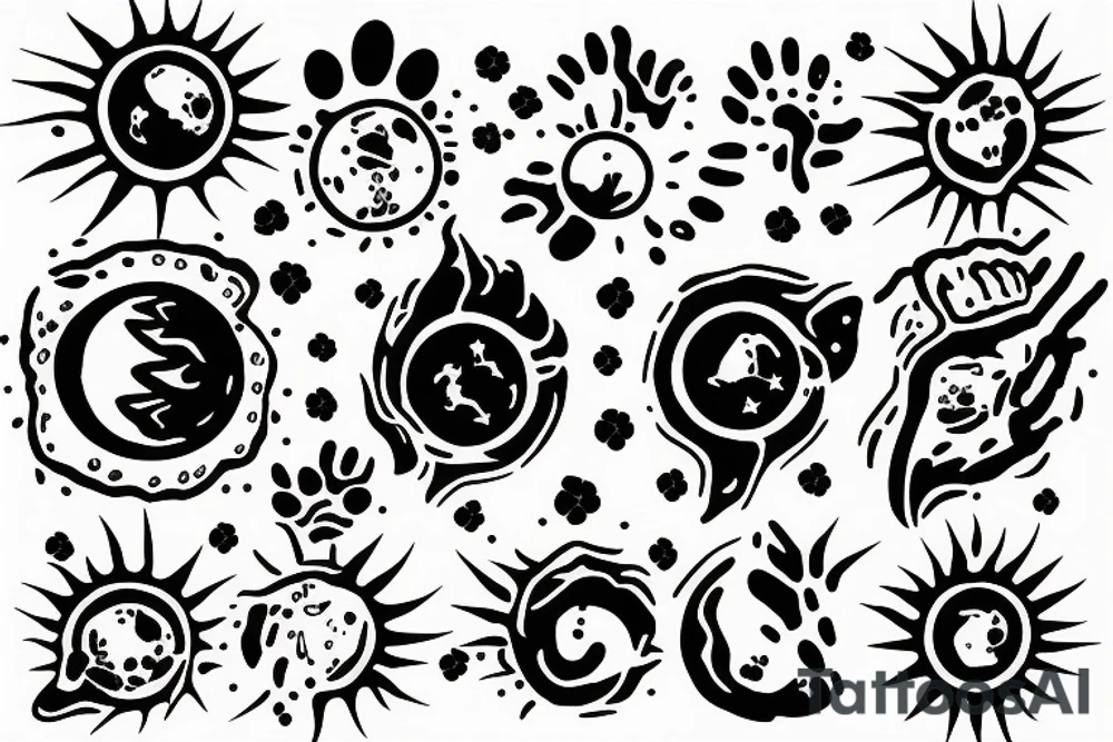 Solar System with Dog paw tracks tattoo idea