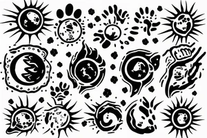 Solar System with Dog paw tracks tattoo idea