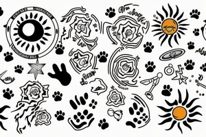 Solar System with Dog paw tracks tattoo idea