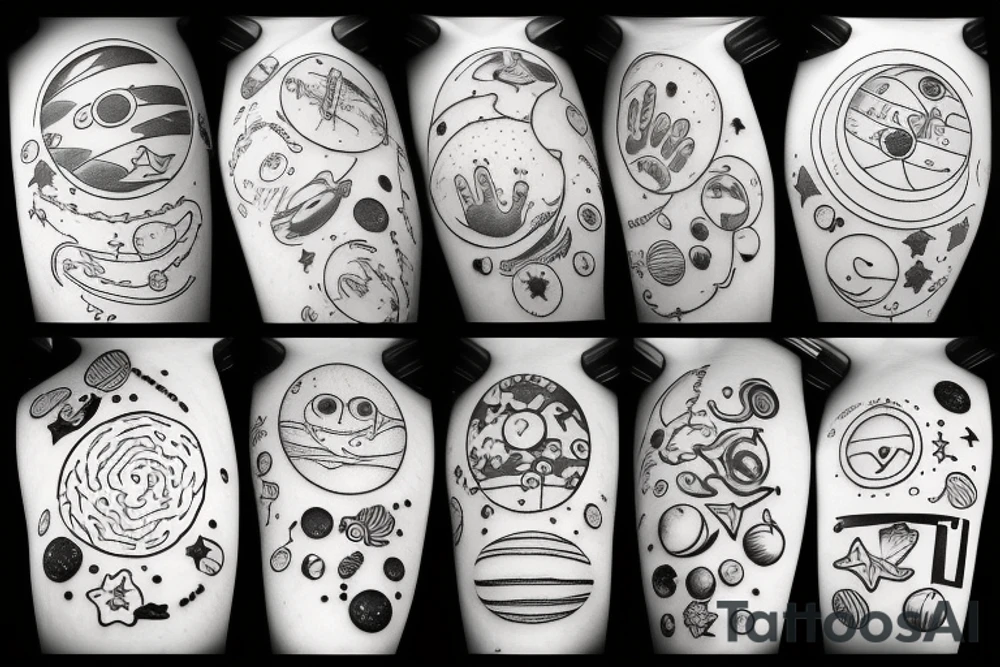 Solar System with Dog paw tracks tattoo idea