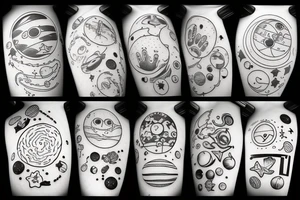 Solar System with Dog paw tracks tattoo idea