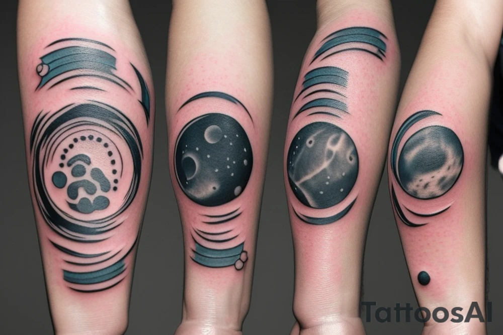 Solar System with Dog paw tracks tattoo idea