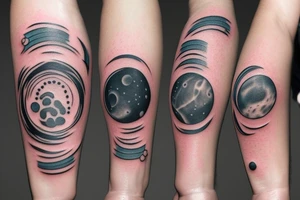 Solar System with Dog paw tracks tattoo idea