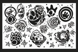 Solar System with Dog paw tracks tattoo idea
